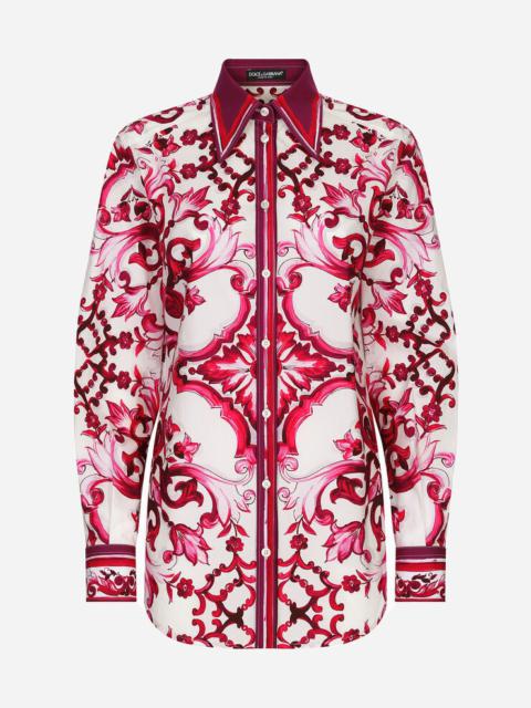 Majolica-print poplin shirt