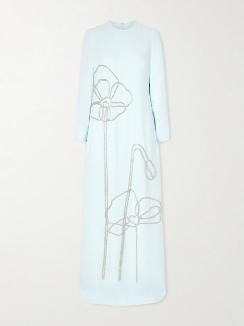 COSTARELLOS Zarie Crystal-embellished Crepe Gown