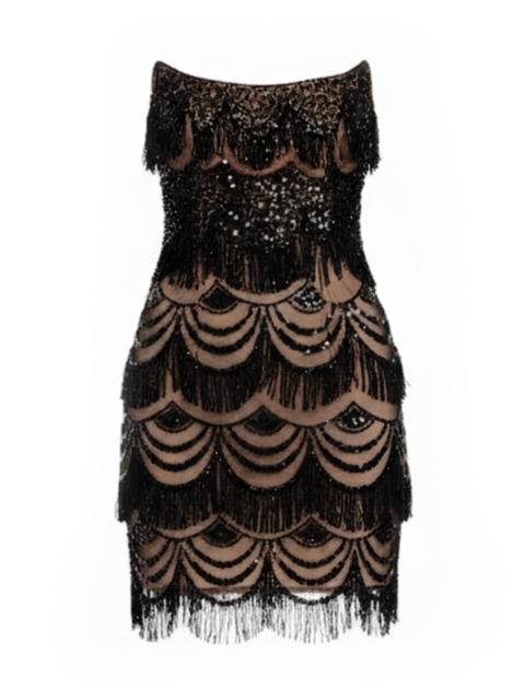 Dress The Population Women's Alva Beaded Strapless Minidress - Black Beige