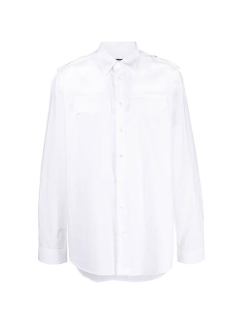 Tシャツ・カットソー RAF SIMONS SS23 White poplin oversize shirt (231M256 1010) oversized-short-sleeved-denim-