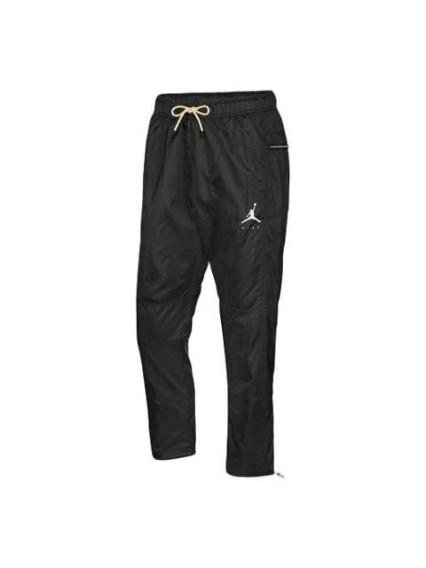 Jordan Men's Air Jordan Solid Color Logo Training Casual Bundle Feet Sports Pants/Trousers/Joggers Black DM