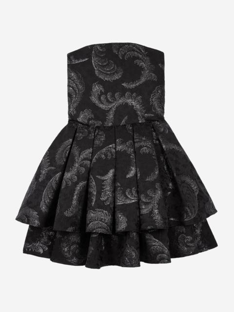 The Kooples BLACK JACQUARD STRAPLESS SHORT DRESS