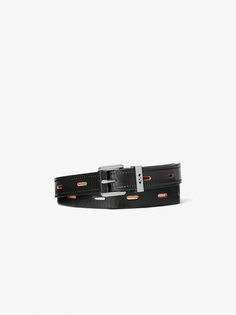 MICHAEL KORS Cutout Leather Blend Belt