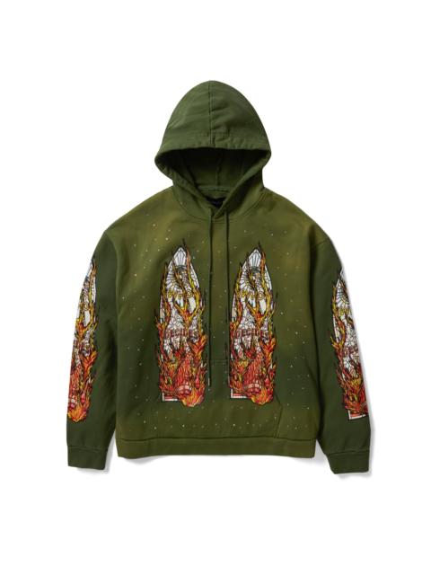WHO DECIDES WAR FLAME GLASS HOODED PULLOVER