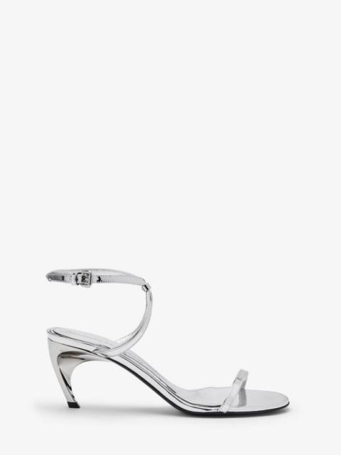 Women's Armadillo Metal Bar Sandal in Silver