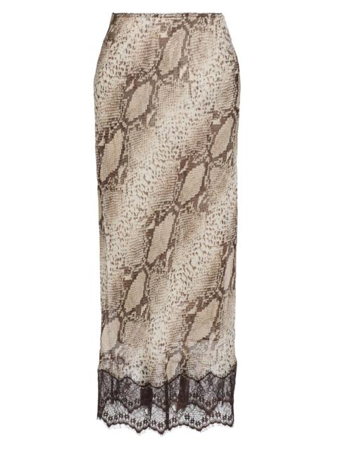 RONNY KOBO Women's Briva Snakeskin-Print Silk Midi-Skirt - Snake Print Natural