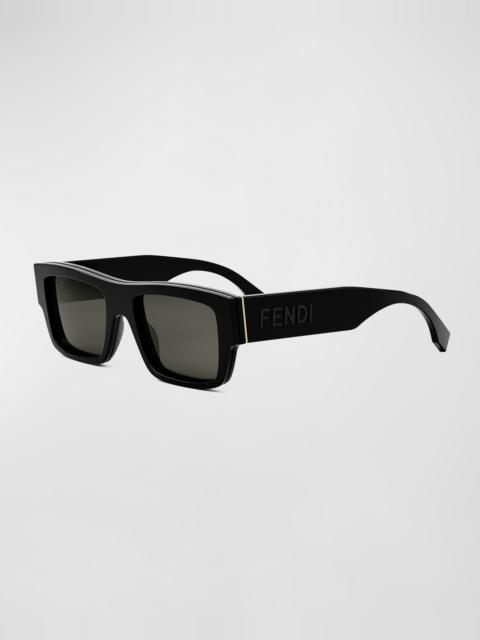 FENDI Men's Signature Rectangle Logo Sunglasses