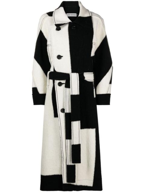 ISSEY MIYAKE Rectilinear Milled checked double-breasted coat