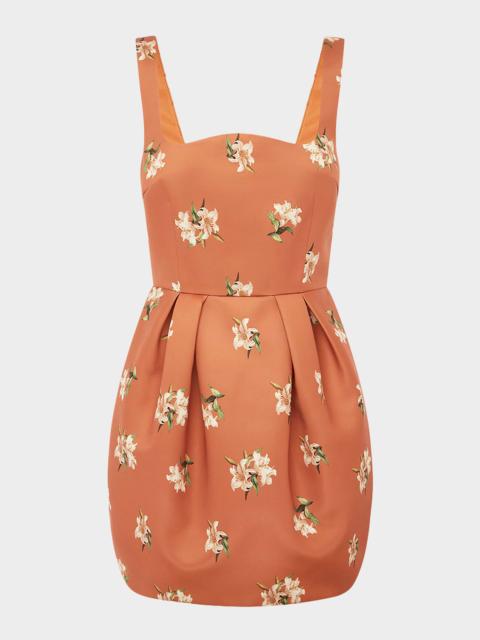 LEO LIN Piper Pleated Floral-Print Mini Dress