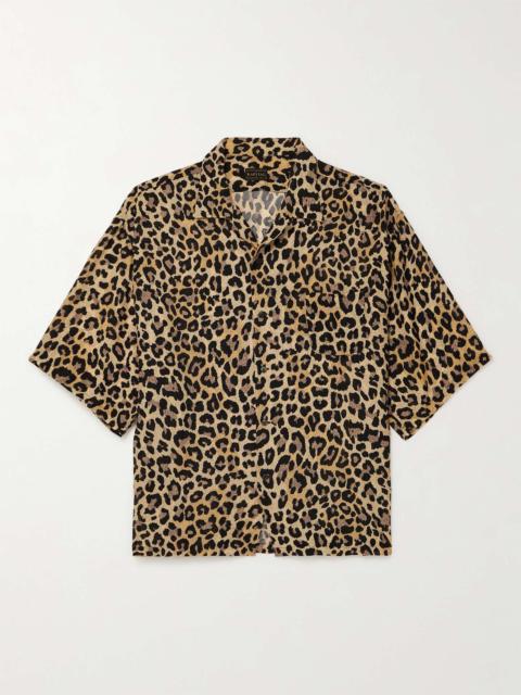 Kapital Convertible-Collar Leopard-Print Voile Shirt