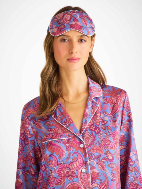 Derek Rose Eye Mask Silk Satin Amethyst Jungle Paisley Pattern