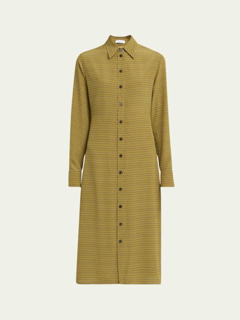 FERRAGAMO Peacock Silk Crepe De Chine Shirtdress