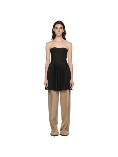 rokh Black Pleated Corset Dress