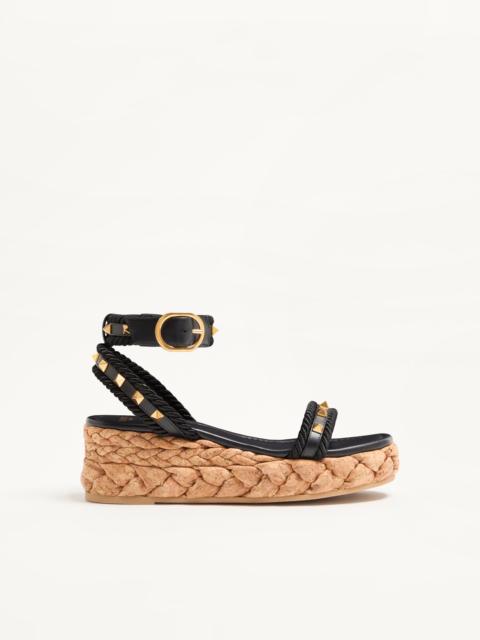 Valentino ROCKSTUD FLATFORM SANDAL IN CALFSKIN 60MM