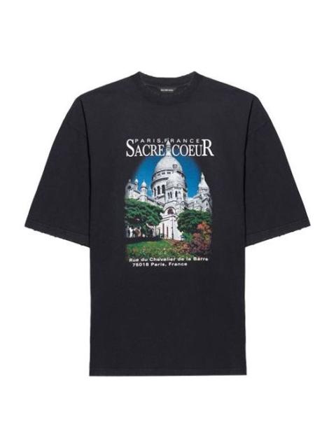 BALENCIAGA Balenciaga SS21 Retro Plain Weave Large Short Sleeve Unisex Black T-Shirt 641614TJVH61000