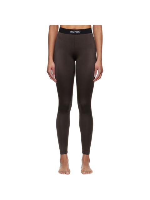 Brown Lustrous Signature Leggings