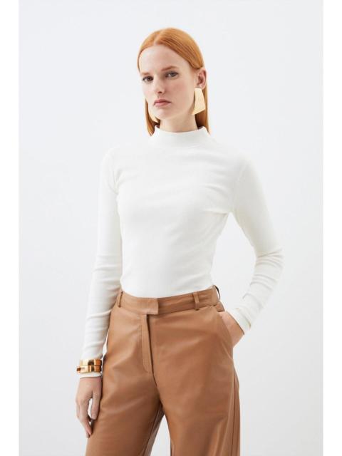 KAREN MILLEN Compact Jersey Ribbed Turtle Neck Top