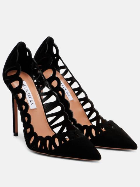 AQUAZZURA Peep 105 scalloped leather pumps