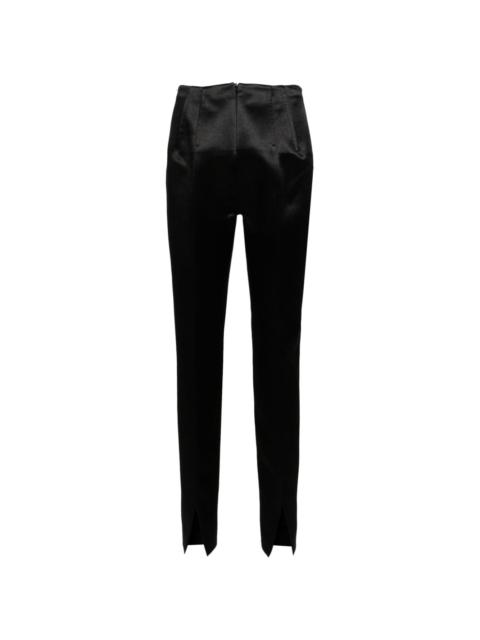 satin-weave low-rise trousers