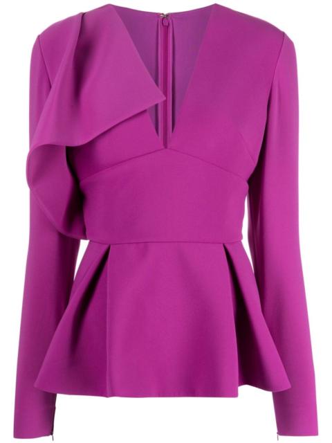 ELIE SAAB draped silk peplum top