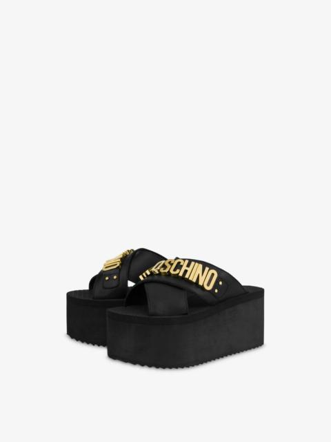 Moschino LOGO LETTERING WEDGE SANDALS, moschino