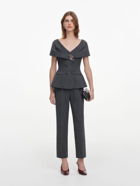 self-portrait Grey Tailored Brooch Jumpsuit