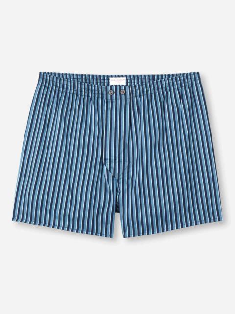 Derek Rose Men's Classic Fit Boxers Wellington 58 Cotton Blue