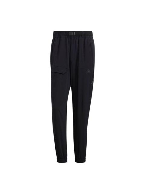 Men's adidas Solid Color Big Pocket Bundle Feet Casual Sports Pants/Trousers/Joggers Black HE9936