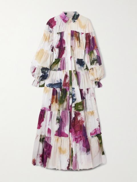 Aje. Cait Open-back Tiered Printed Cotton Maxi Dress