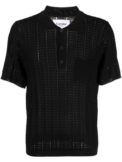 Corridor openwork-knit polo shirt