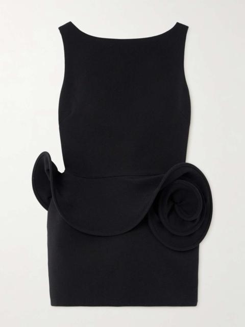 Open-back crepe mini dress Black