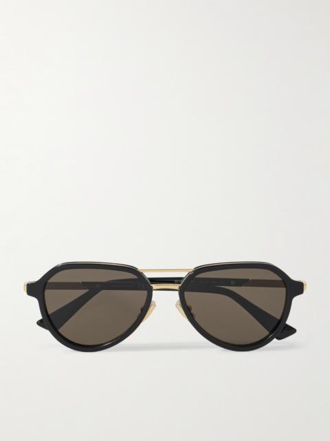 Bottega Veneta Aviator-Style Recycled-Acetate and Gold-Tone Sunglasses