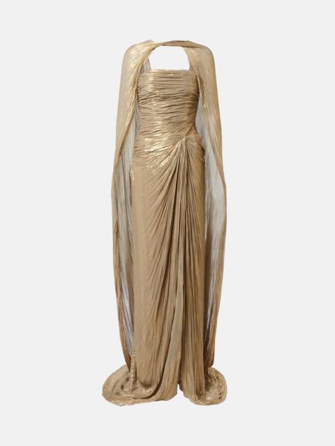 MARMAR HALIM Caped pleated bustier gown