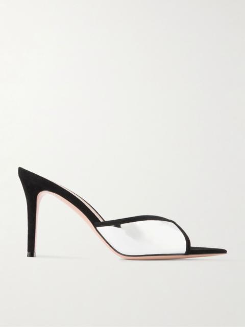 Gianvito Rossi 85 suede-trimmed mirrored-leather mules Black