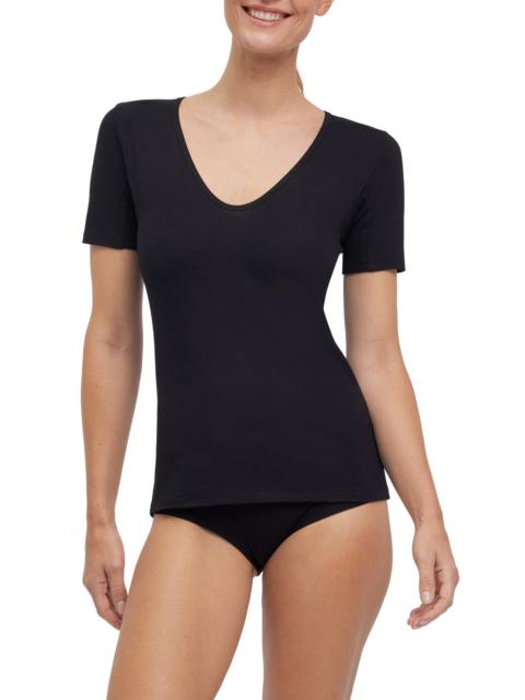 FALKE Falke Daily Climate Control Cotton Blend T-Shirt in Black at Nordstrom