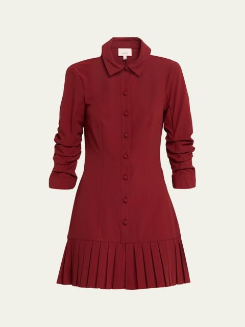 Cinq à Sept Lucilla Topstitched Pleated-Hem Mini Shirtdress