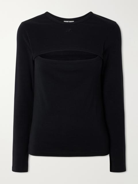 courrèges Slash Logo-embroidered Cut-out Cotton Shirt