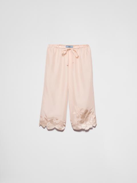 Prada Embroidered habutai silk Bermudas