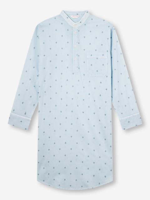 Derek Rose Men's Nightshirt Nelson 100 Cotton Batiste Blue