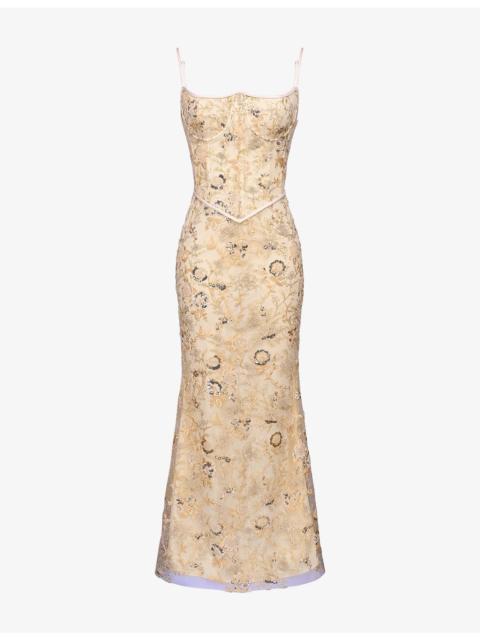 House of CB Naima Embellished Mesh Maxi Dress