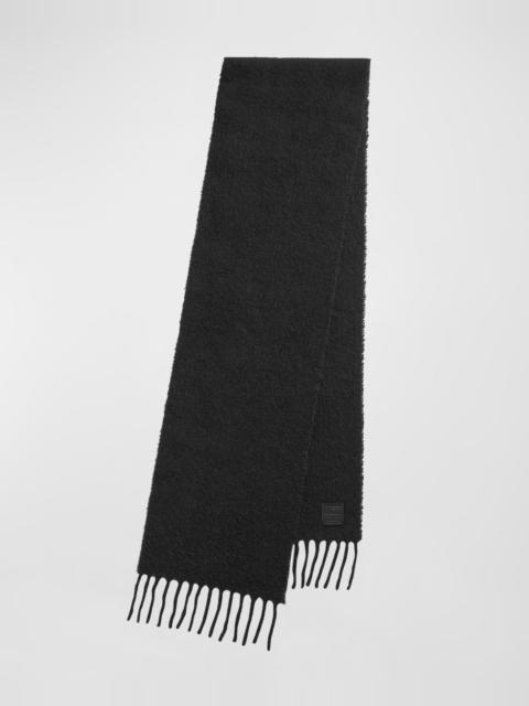 Totême Teddy Wool Scarf With Leather Logo Patch