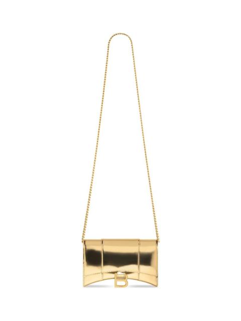 BALENCIAGA Women's Hourglass Wallet On Chain Mirror Effect in Gold