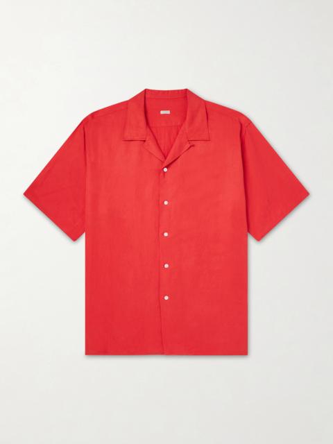 A.PRESSE Convertible-Collar Silk and Linen-Blend Shirt