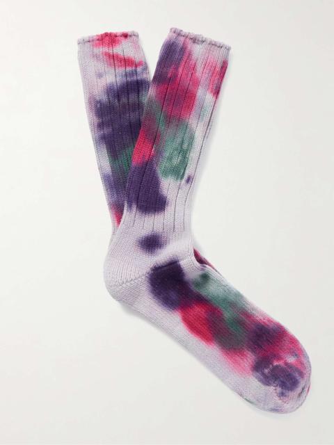 ANONYMOUSISM Scatter Dye Tie-Dyed Ribbed Cotton-Blend Socks