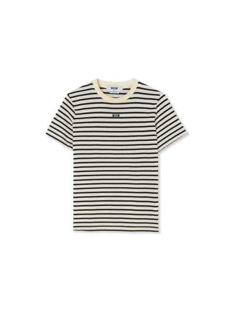 MSGM Striped jersey T-Shirt with embroidered logo