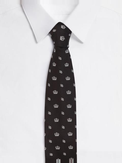 Dolce & Gabbana Silk jacquard blade tie with crown and logo (6 cm)