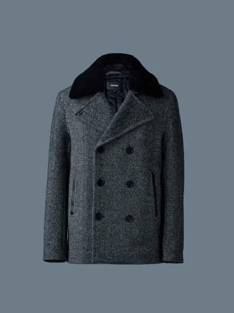 MACKAGE COLE-HB Wool Herringbone jacket with shearling collar