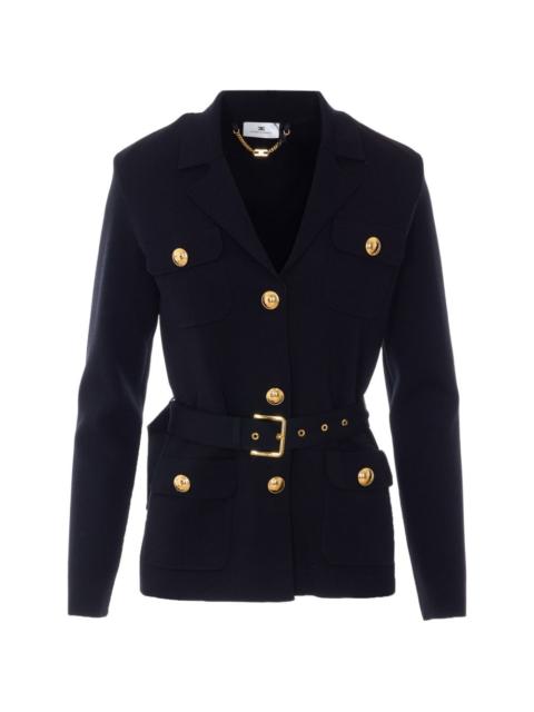 ELISABETTA FRANCHI belted logo-button jacket