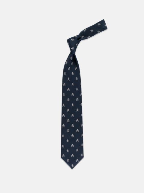 J. PRESS MADE-IN-UK NAVY SKULL AND BONES CLUB TIE