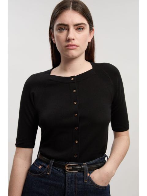 KAREN MILLEN Viscose Blend Knitted Short Sleeve Cardigan